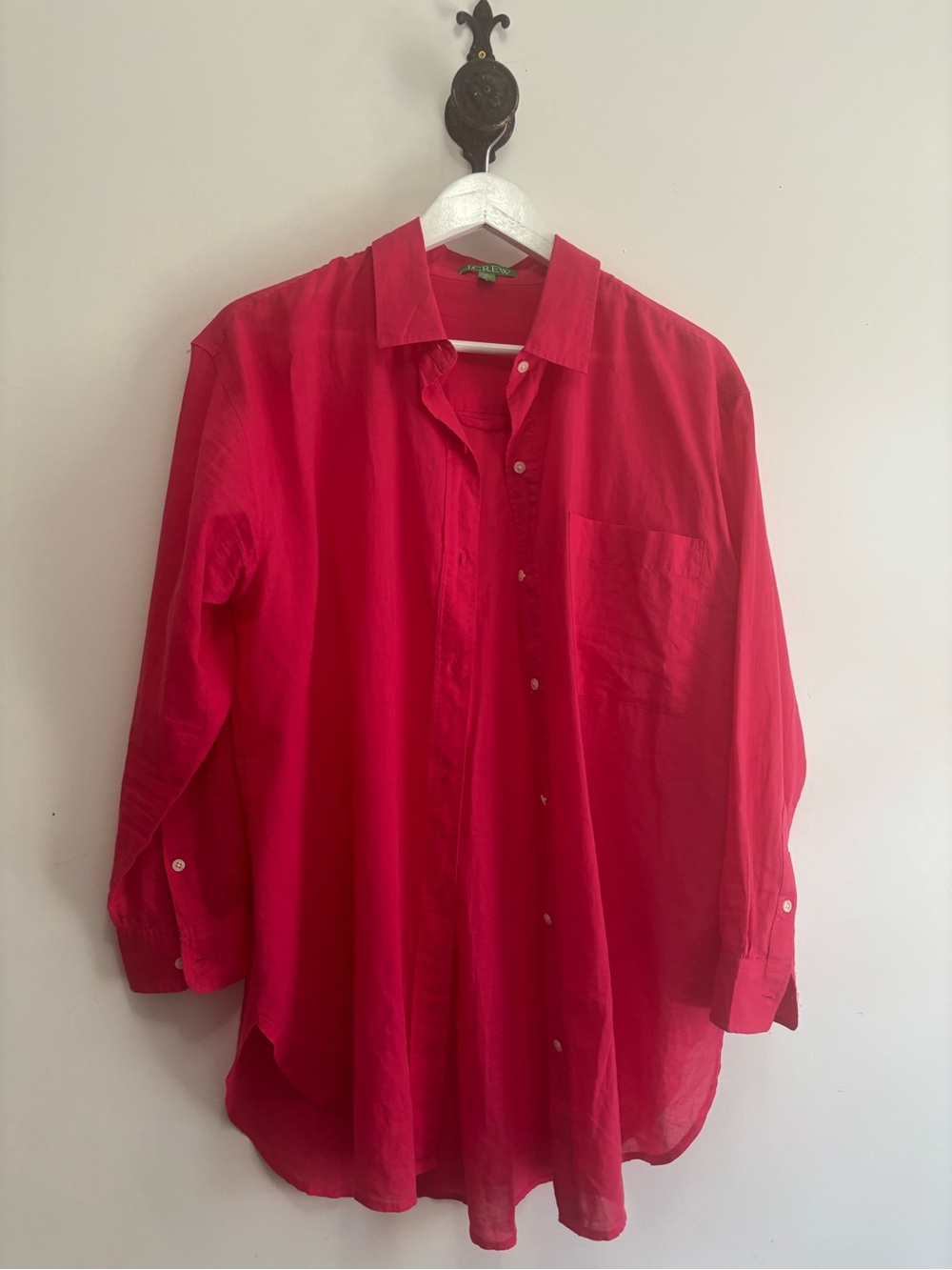 100% Cotton J. Crew Women's Bright Red Button-Down Shirt